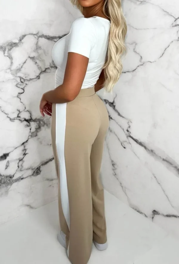 Women Belleza Trousers & Leggings<Always A Hero Stone Wide Side Stripe Stretch Trousers