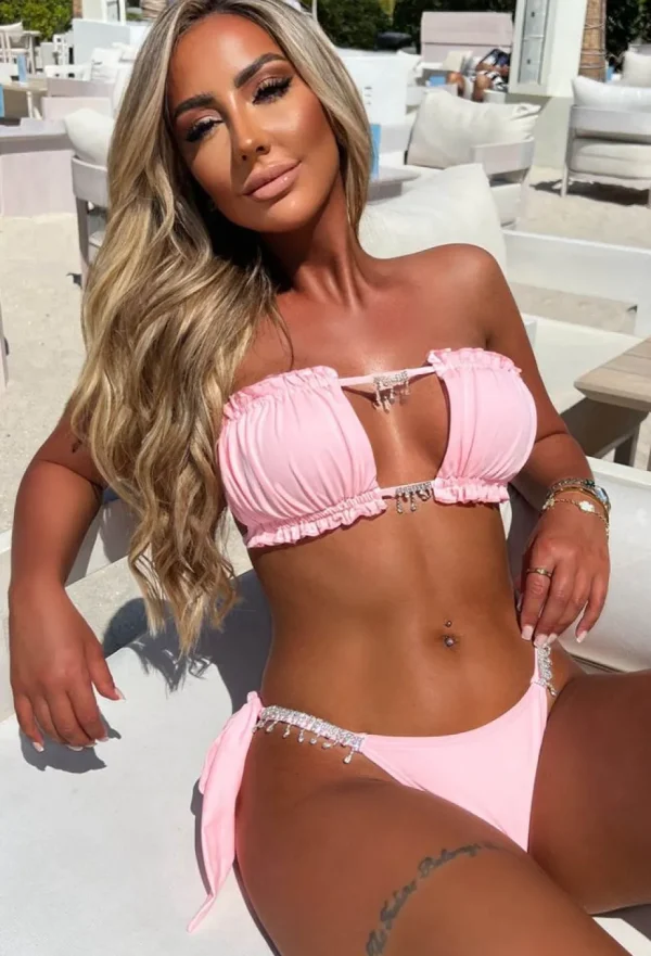 Women CONTINENTAL Swimwear<Always Flirtin Baby Pink Jewelled Bikini Set