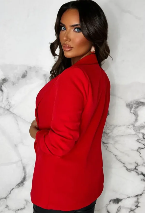 Women J5 FASHION Coats And Jackets<Always Iconic Red Shawl Ruched Sleeve Blazer