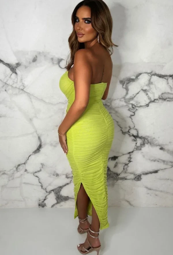 Women NAA NAA Summer Dresses<Always My Lover Green Lined Ruched Bandeau Midi Dress