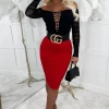 Women VAN DER ROCK Skirts<Always Perfection Red Stretch Tailored Jersey Midi Skirt