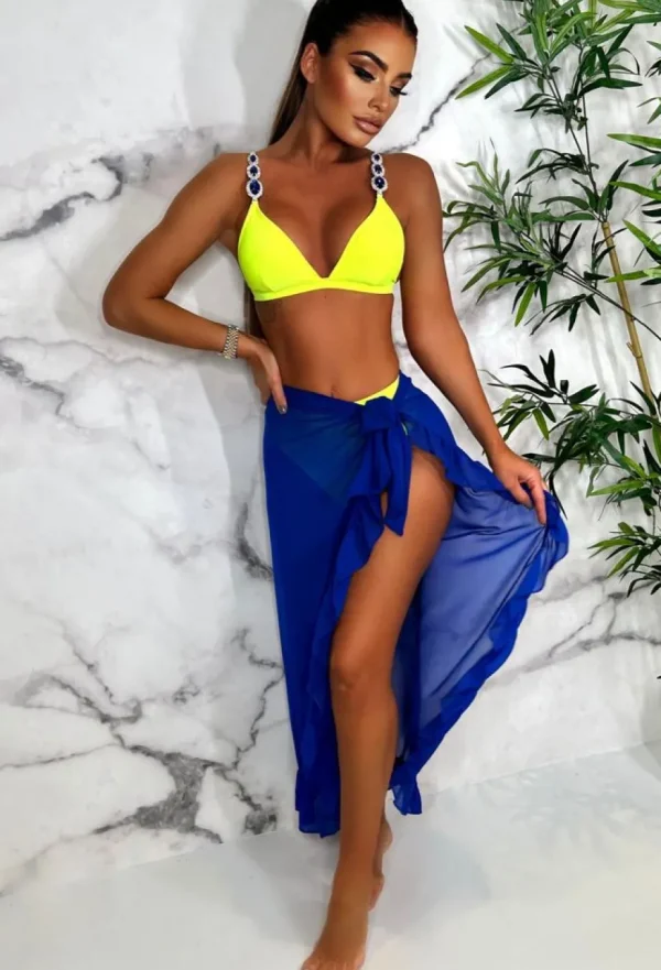 Women CONTINENTAL Swimwear<Amore Amalfi Cobalt Frilled Wrap Cover Up Midi Skirt