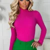 Women CHERRY KOKO Tops<As Time Goes Hot Pink Soft Rib Knitted Turtle Neck Jumper Limited Edition