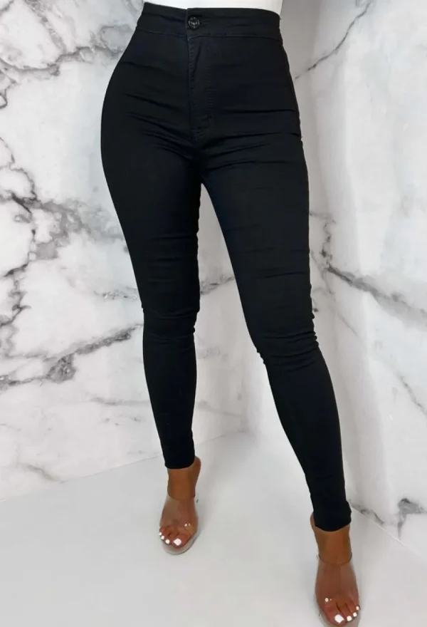 Women FABS FASHION Jeans<Authentic Chic Black Stretch Skinny Plain Front Jeans