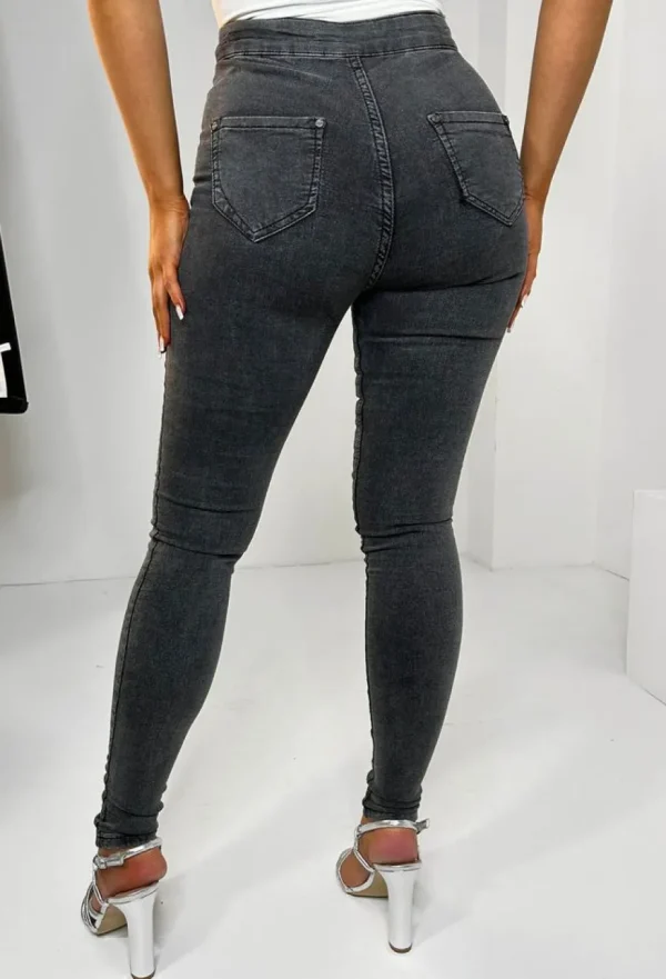 Women FABS FASHION Jeans<Authentic Chic Charcoal Grey Stretch Skinny Plain Front Jeans