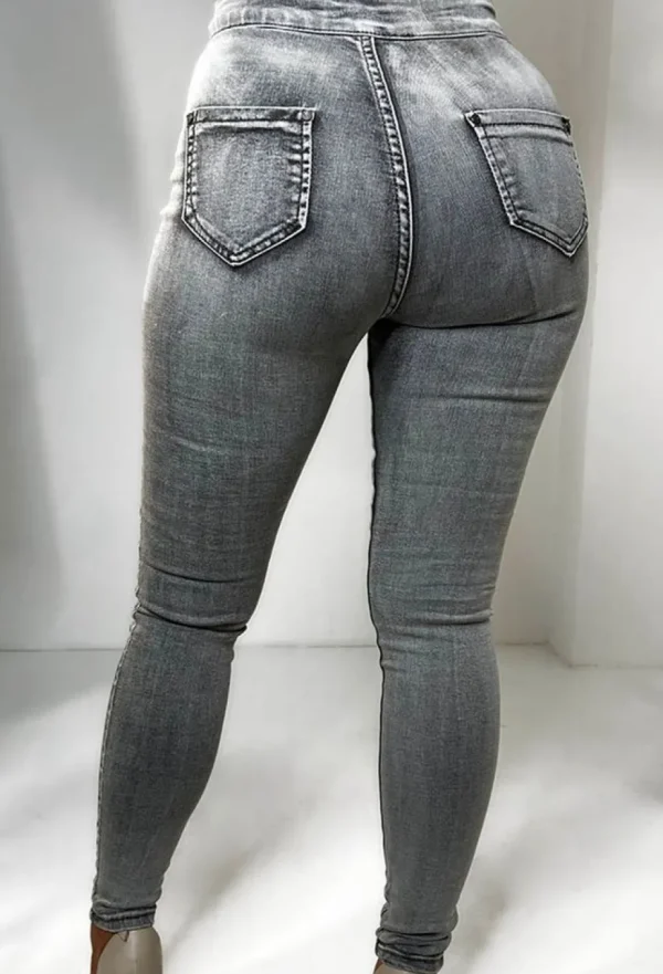 Women FABS FASHION Jeans<Authentic Chic Mid Grey Stretch Skinny Plain Front Jeans