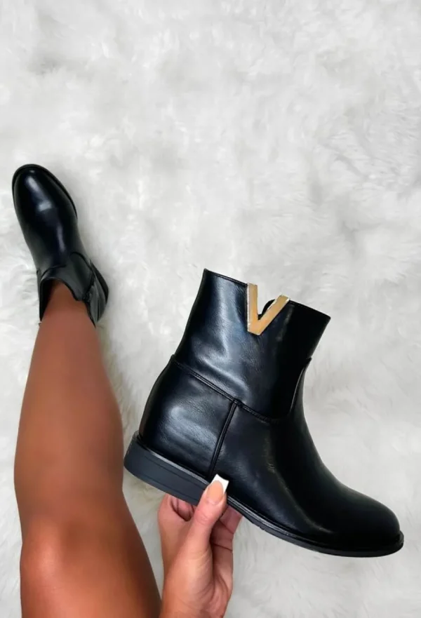 Women TOP STAKA Boots<Bad Reputation Black Gold Detail Ankle Boot