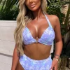 Women CONTINENTAL Swimwear<Beachy Allure Blue Marble Print Padded Cup Bikini With High Waist Brief