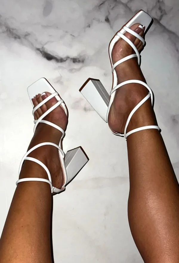 Women BELLICY High Heels<Best You Ever Had White Strap Block Heels