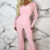 Women STYLEWISE Loungewear<Beyond Chic Pink Cowl Neck Long Sleeve Double Layer Two Piece Loungewear Set