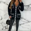 Women LUCCE Knitwear<Busy Schedule Black Luxury Oversized Cardigan With Top Stitch Detail