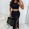 Women SOY u0026 CO Co-Ords<Cabana Crush Black Crochet Knitted Halterneck Maxi Skirt Co-Ord