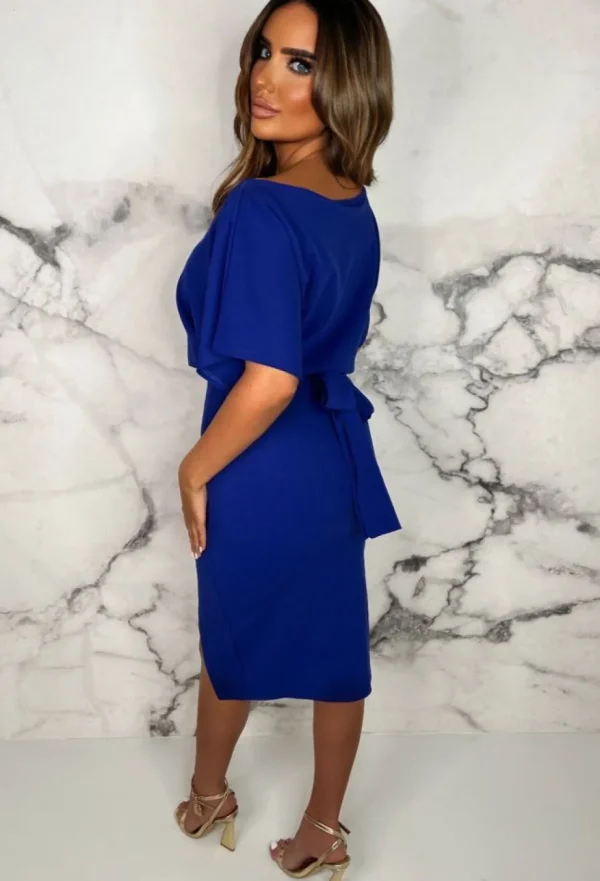 Women EVITA Dresses<Came Here For Love Cobalt Blue Belted Wrap Front Midi Dress