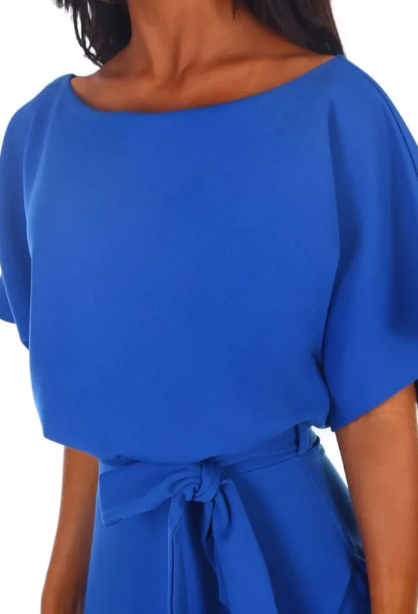 Women EVITA Dresses<Came Here For Love Cobalt Blue Belted Wrap Front Midi Dress