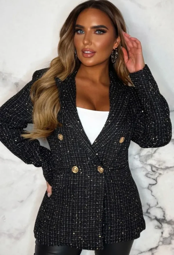 Women CHERRY KOKO Blazers<Chic & Sassy Black Tweed And Sequin Blazer