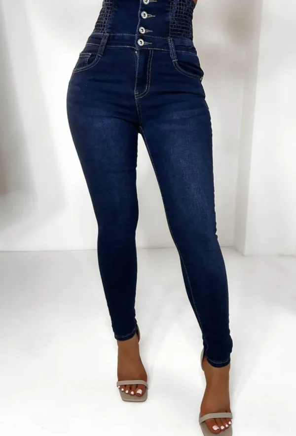 Women FABS FASHION Jeans<Cinched & Ready Dark Blue High Waist Cinching Push Up Skinny Stretch Jeans