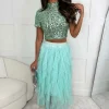 Women LEA MODE Skirts<Cloud Nine Mint Green Waterfall Midi Skirt