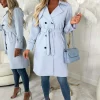 Women CHERRY KOKO Coats And Jackets<Coco Desire Blue Belted Trench Coat