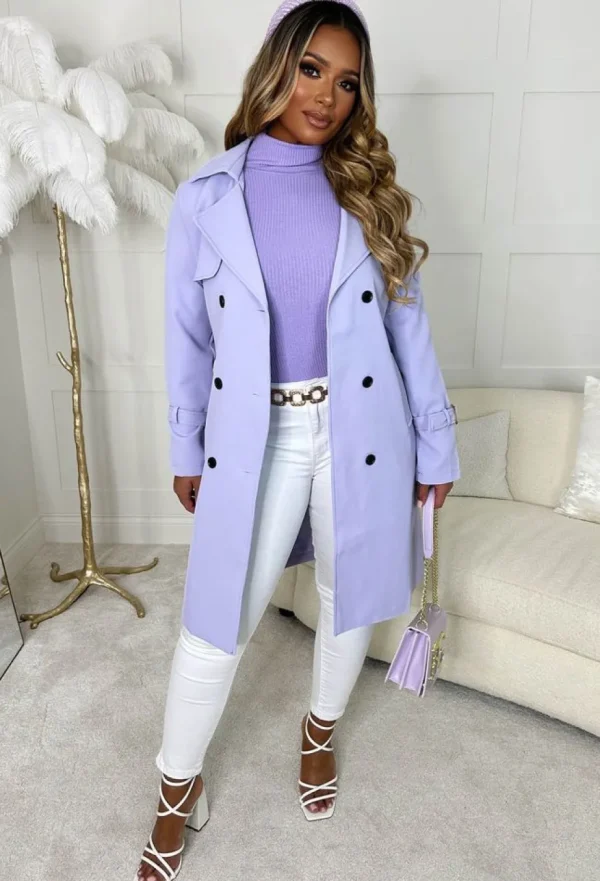 Women CHERRY KOKO Coats And Jackets<Coco Desire Lilac Belted Trench Coat Limited Edition