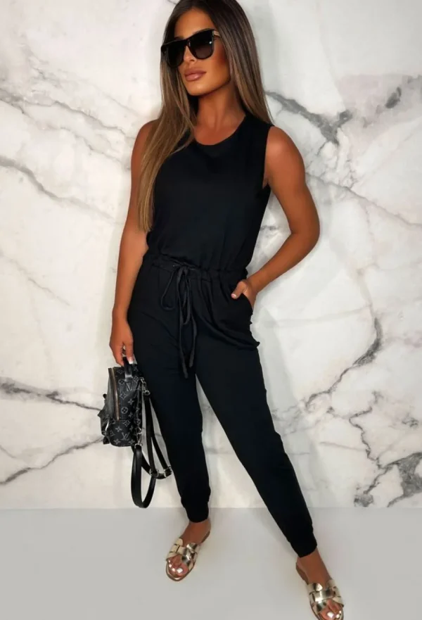 Women BE YOU Jumpsuits<Content Cutie Black Cut Out Stretch Jumpsuit