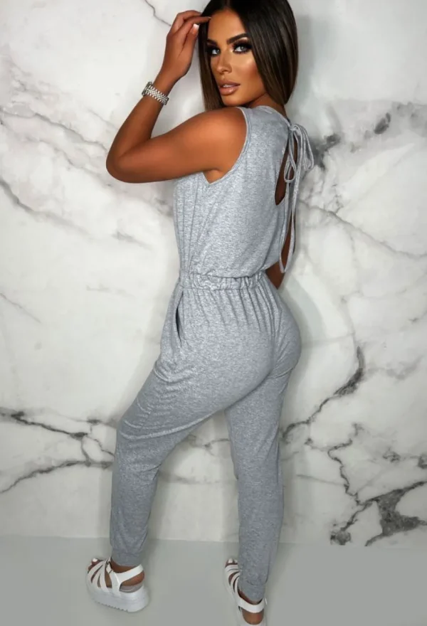 Women BE YOU Playsuits<Content Cutie Grey Cut Out Stretch Jumpsuit