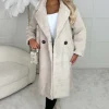 Women LEA MODE Coats And Jackets<Cosy In The City Beige Double Breasted Teddy Coat