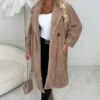 Women LEA MODE Coats And Jackets<Cosy In The City Camel Double Breasted Teddy Coat