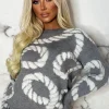 Women MOOCCI Knitwear<Couture Comfort Grey Luxury Rope Detail Knitted Jumper