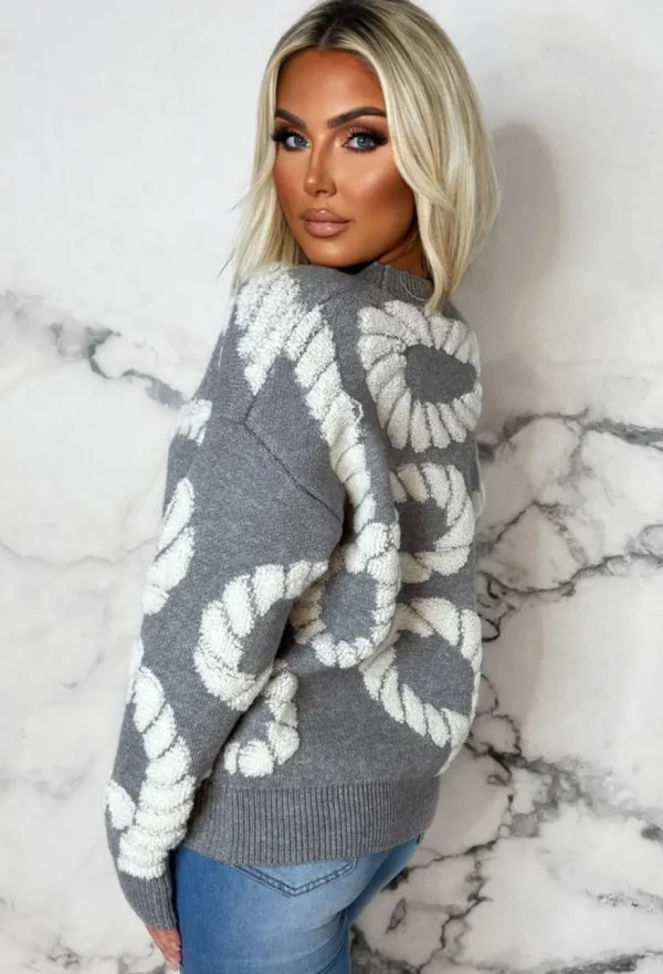 Women MOOCCI Knitwear<Couture Comfort Grey Luxury Rope Detail Knitted Jumper