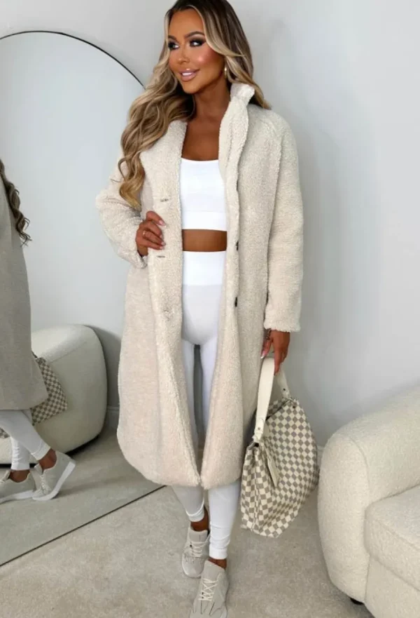 Women MOOCCI Coats And Jackets<Cute & Cosy Beige Teddy Coat