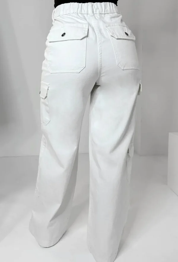 Women STYLEWISE Jeans<Denim Revolution White Cargo Denim Wide Leg Jeans