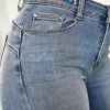 Women FABS FASHION Jeans<Diamond Illusion Mid Blue Diamante Waistband Stretch Push Up Skinny Jeans