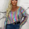 Women BISOU'S PROJECT Tops<Diva Doll Multi Metallic Foil Rainbow Jumper Limited Edition