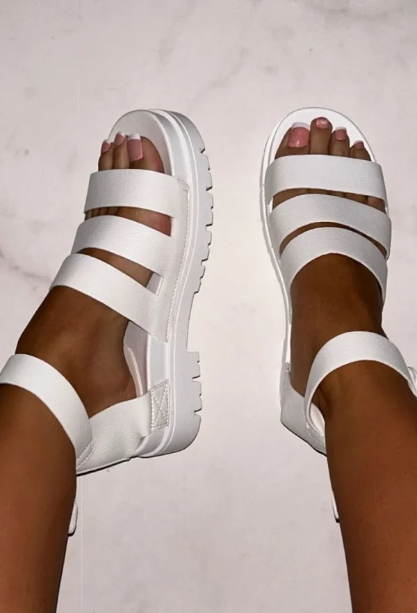 Women CITY SHOES Sandals<Dream Babe White Chunky Strap Sandals