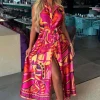 Women VJK Dresses<Dubai Luxury Pink Satin Printed Maxi Dress