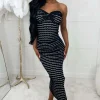 Women SOY u0026 CO Co-Ords<Earn Your Stripes Monochrome Stretch Striped Twist Front Bandeau Co-Ord Set