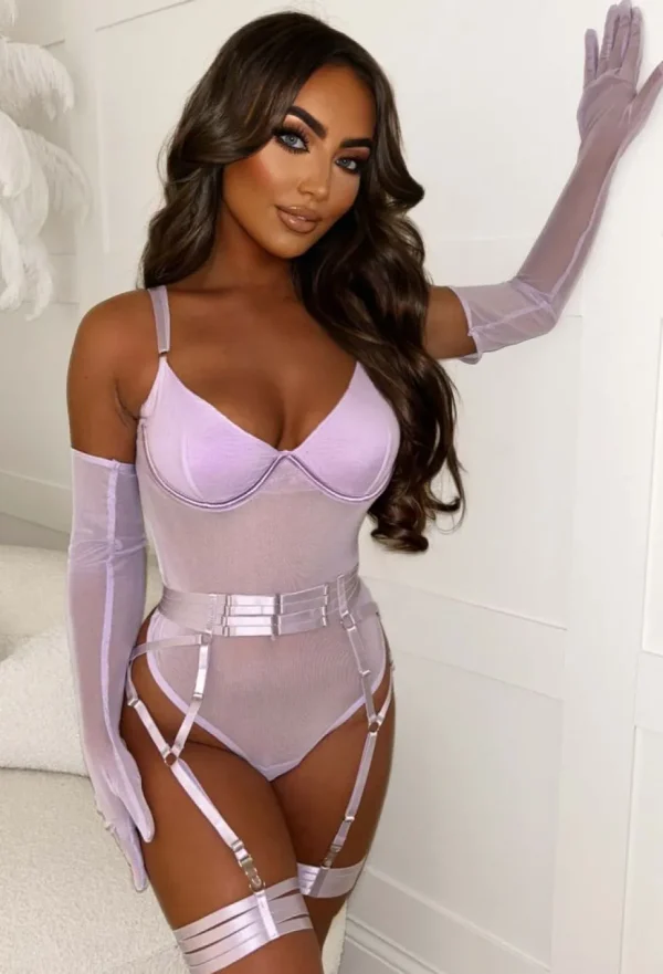 Women GO TOGETHER Lingerie<Entice Me Lilac Sheer Mesh 3-Piece Lingerie Set