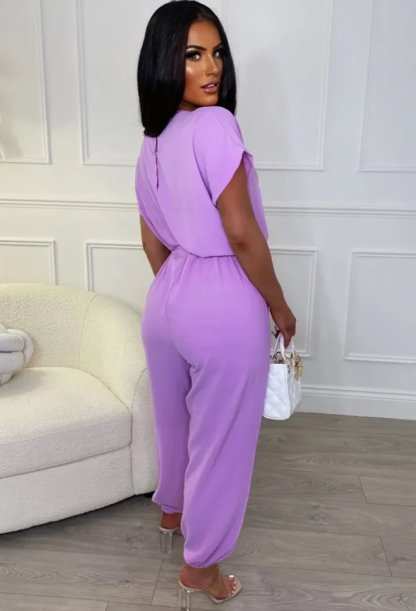 Women BE YOU Jumpsuits<Everyday Elegance Lilac Elasticated Hem Belted Jumpsuit