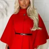 Women J5 FASHION Coats And Jackets<Exclusive Escape Red Belted Cape Jacket