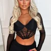 Women CHERRY KOKO Crop Tops & Bralets<Fall In Love Black Stretch Lace Sleeve Crop Top