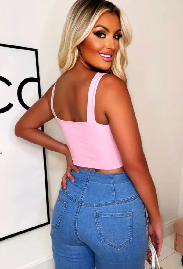 Women STYLEWISE Crop Tops & Bralets<Favourite Feeling Baby Pink Cut Out Crop Top