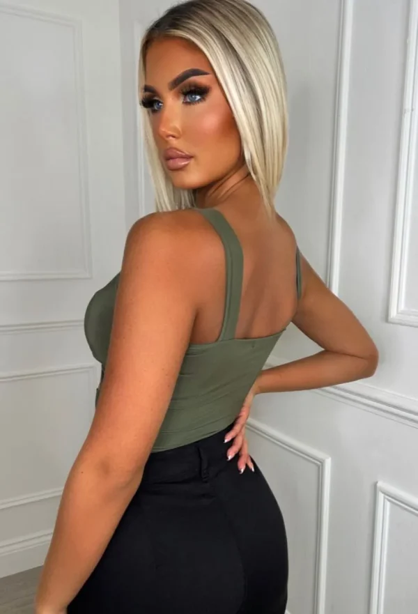 Women STYLEWISE Crop Tops & Bralets<Favourite Feeling Khaki Cut Out Crop Top