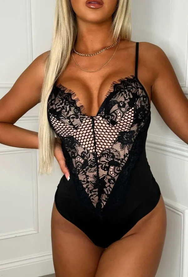 Women BABEZ Tops<Forever Flawless Black Lace Bodysuit