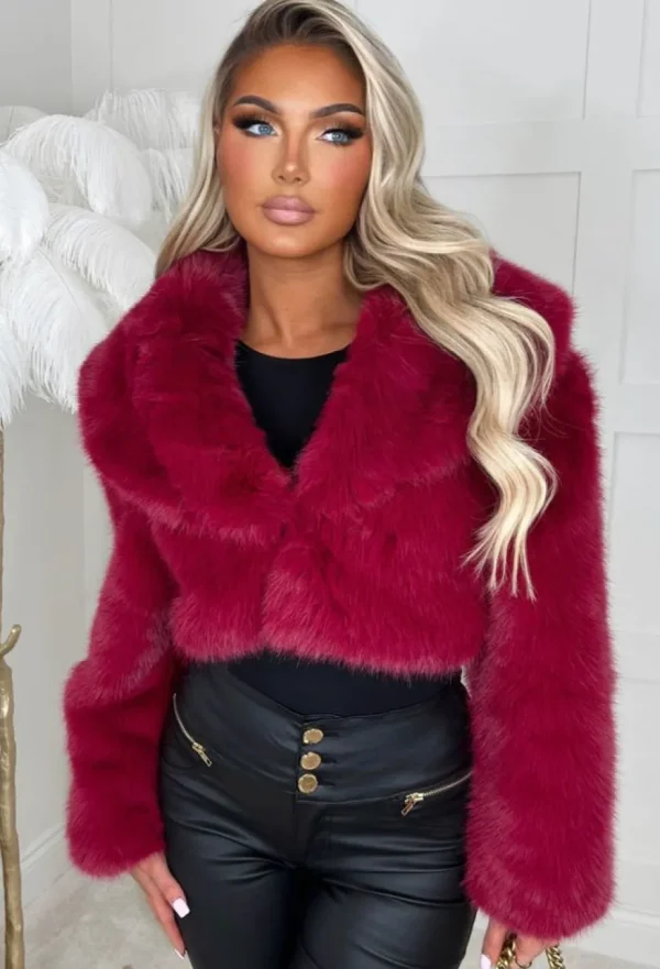 Women BE YOU Coats And Jackets<Furever Yours Red Premium Faux Fur Shawl Jacket