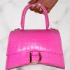 Women Koko Fashion Bags<Get It Together Hot Pink Croc Gold Detail Bag