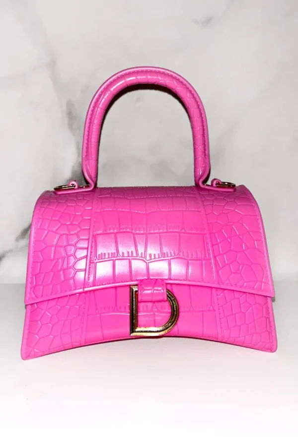 Women Koko Fashion Bags<Get It Together Hot Pink Croc Gold Detail Bag