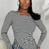 Women Soy u0026 Co Tops<Get Your Own Monochrome Knot Detail Stretch Striped Long Sleeve Top