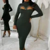 Women GOLDEN DAYS Dresses<Glamorous Chic Green Diamante Embellished Cut Out Bust Midi Dress Limited Edition