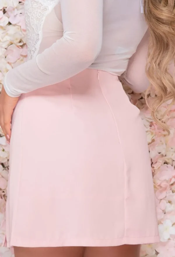 Women AMY u0026 CLO Skirts<Holding Me Right Baby Pink Button Mini Skirt