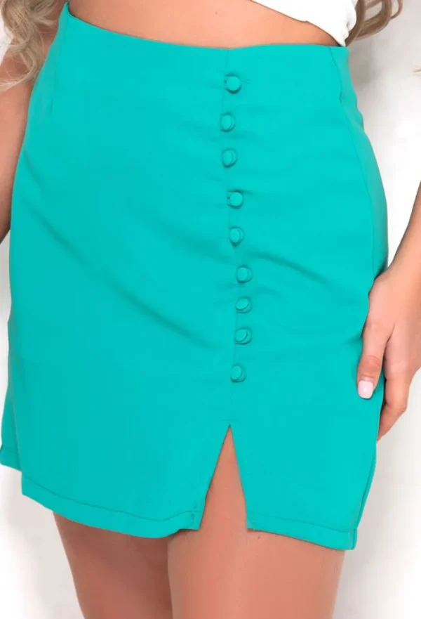 Women AMY u0026 CLO Skirts<Holding Me Right Green Button Mini Skirt